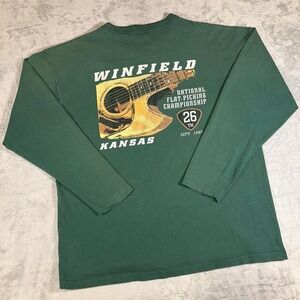 90s Vintage Single Stitch Made in USA Henley Shirt | Green | Large